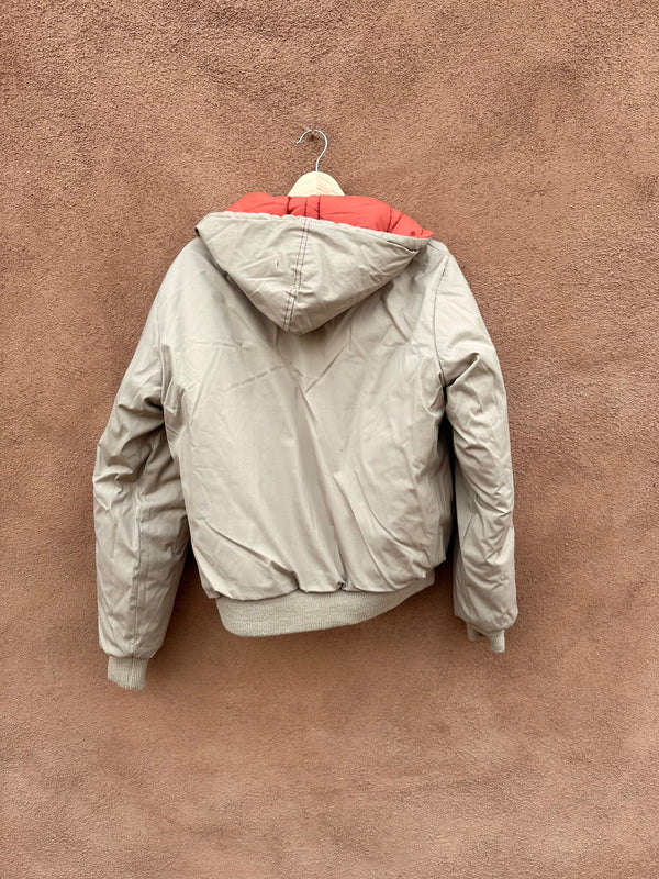 Pumpkin & Tan Reversible Hooded Puffer Jacket