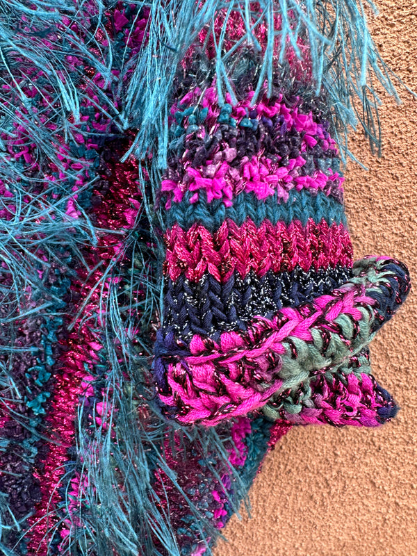 Teal & Pink Fringe Sparkly Sweater Vest - Maybe the Greatest Sweater Vest Ever Made