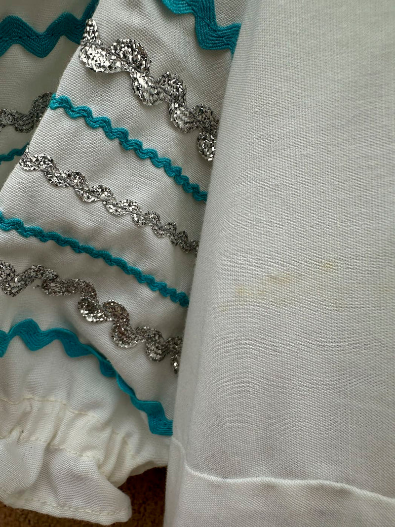 White, Turquoise and Silver Fiesta Dress