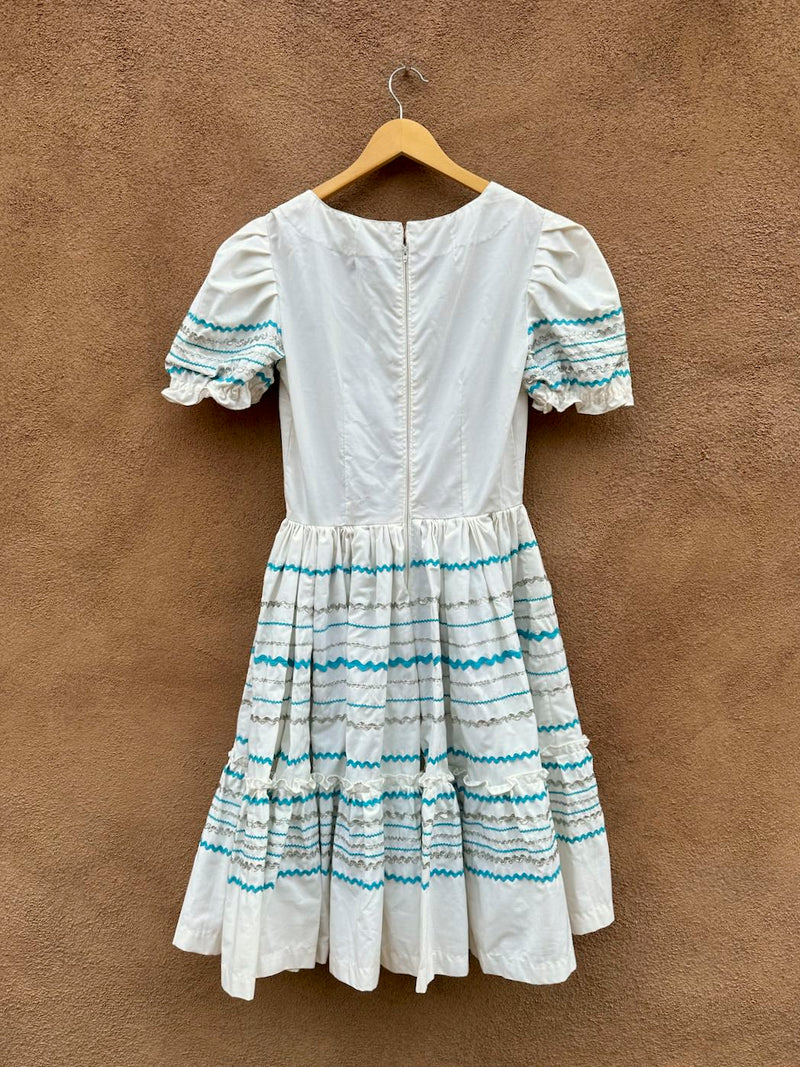White, Turquoise and Silver Fiesta Dress