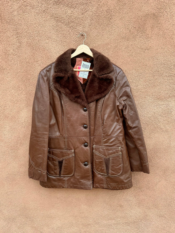1970's Ms. Pioneer Brown Leather Jacket