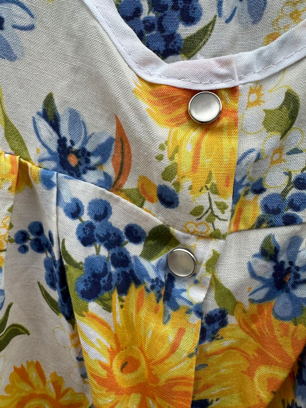 70's Sunflower Top with Pearl Snap Buttons
