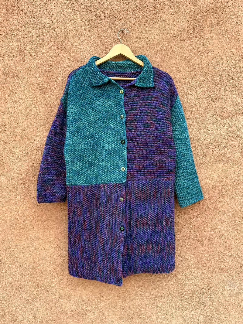 Purple & Teal Alpaca Cardigan