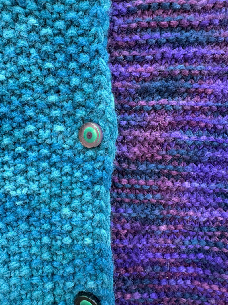Purple & Teal Alpaca Cardigan