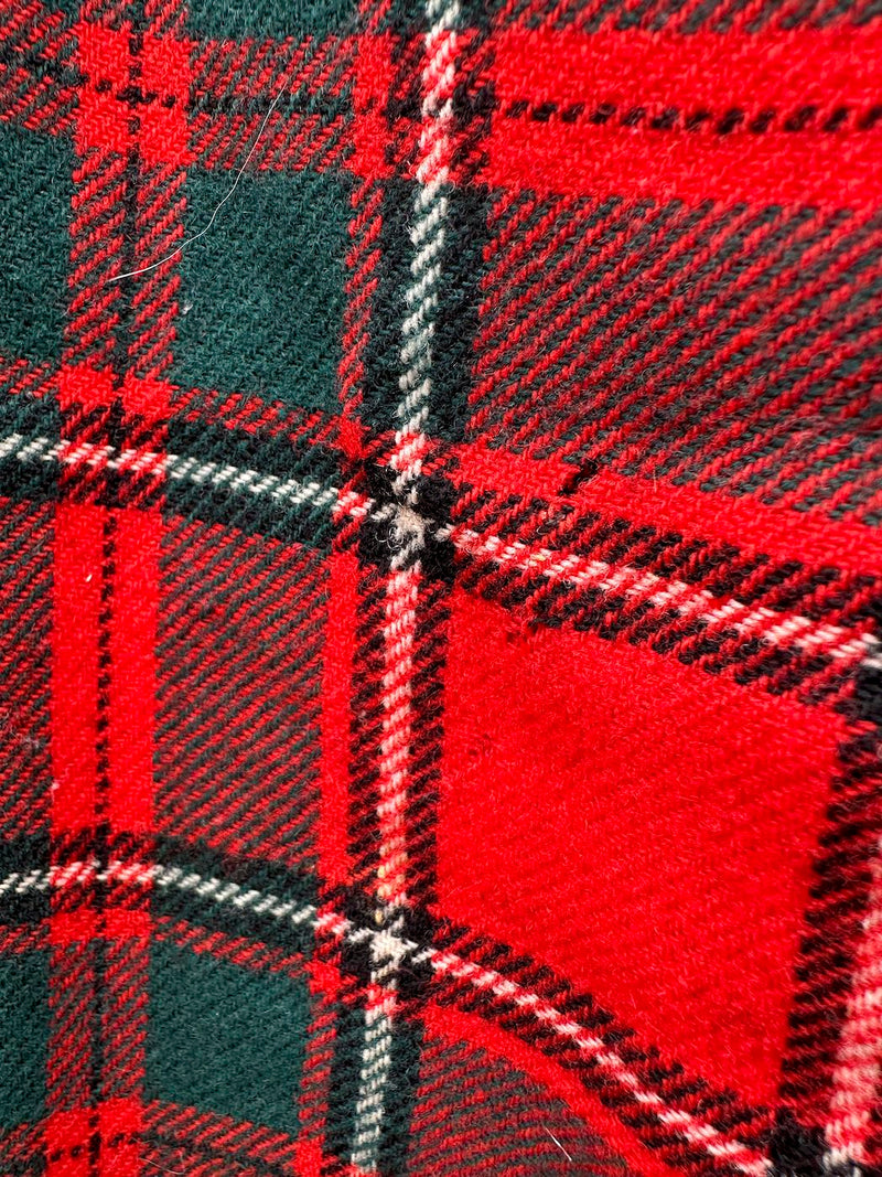 1960's Plaid Wool Skirt with Gold Buttons 29" Waist - as is