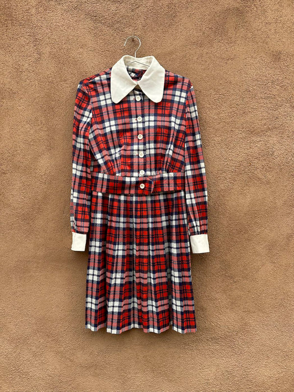 Dimension V 1960's Plaid Cropped Triacetate Blouse/Dress Set