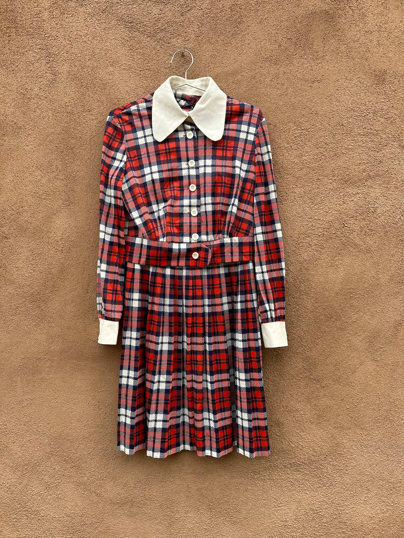Dimension V 1960's Plaid Cropped Triacetate Blouse/Dress Set