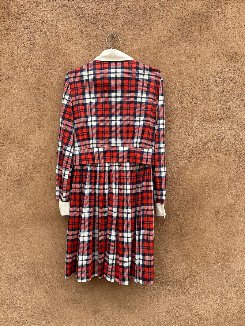 Dimension V 1960's Plaid Cropped Triacetate Blouse/Dress Set