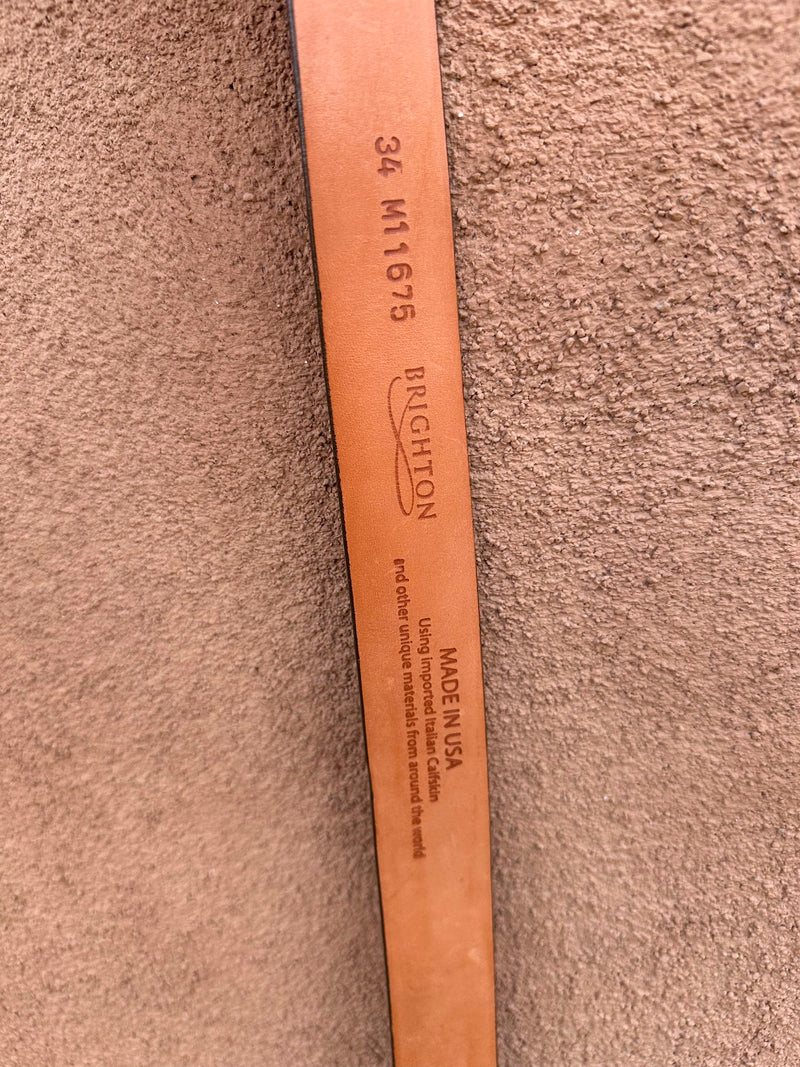 Brighton Calfskin Brown Leather Belt - 34