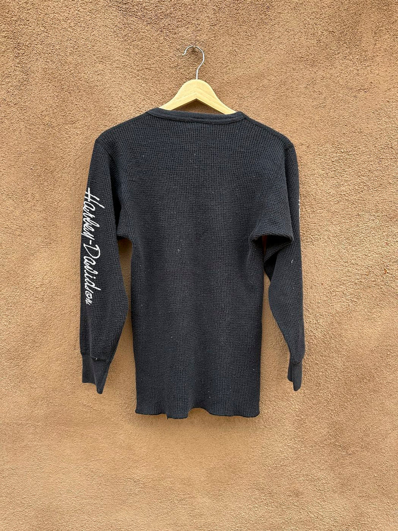 Harley Davidson Long Sleeve Waffle Knit Thermal with Rose Print
