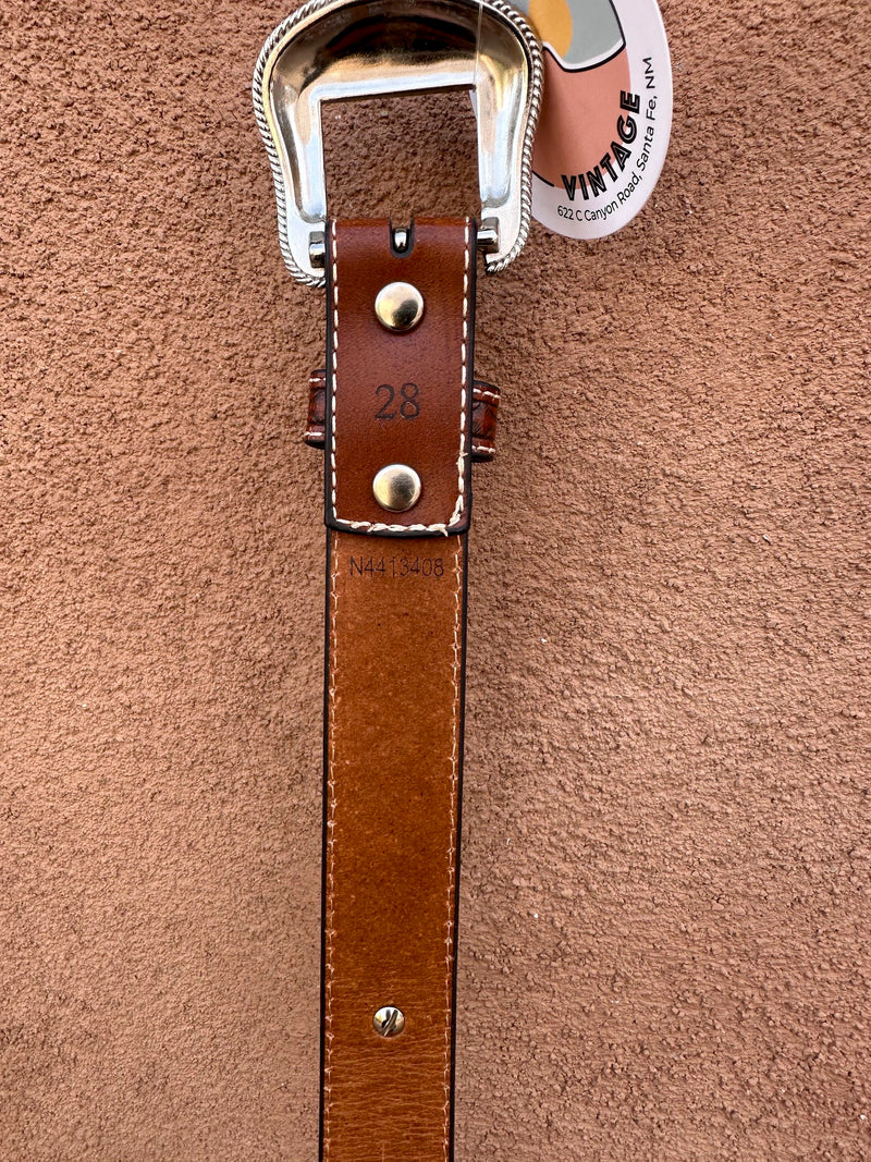 Faux Leather Embossed Belt with Conchos 28