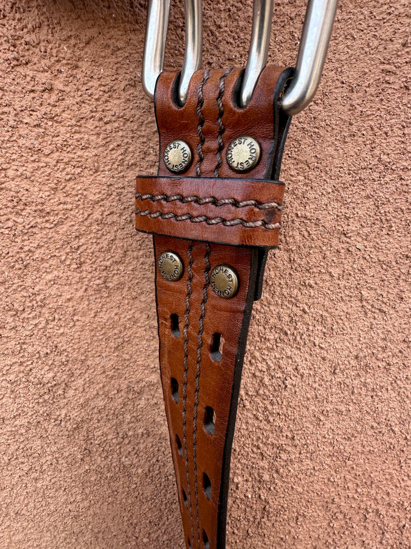 Hole Punched Honest Brown Leather Belt, 28