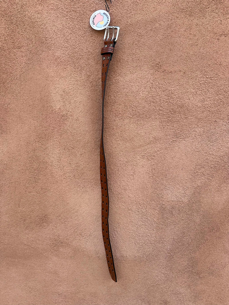 Hole Punched Honest Brown Leather Belt, 28
