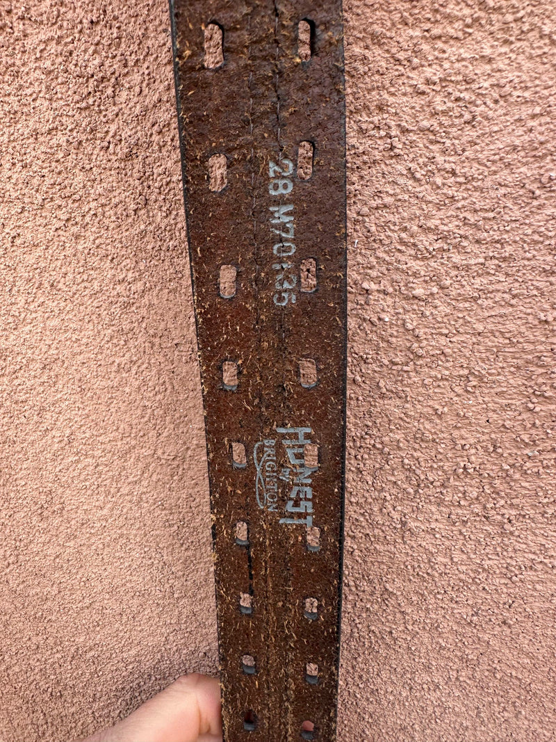 Hole Punched Honest Brown Leather Belt, 28