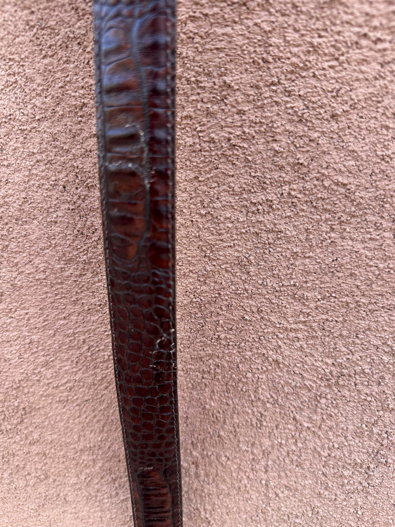 "Lizard" Embossed Leather Belt by Brighton, 28