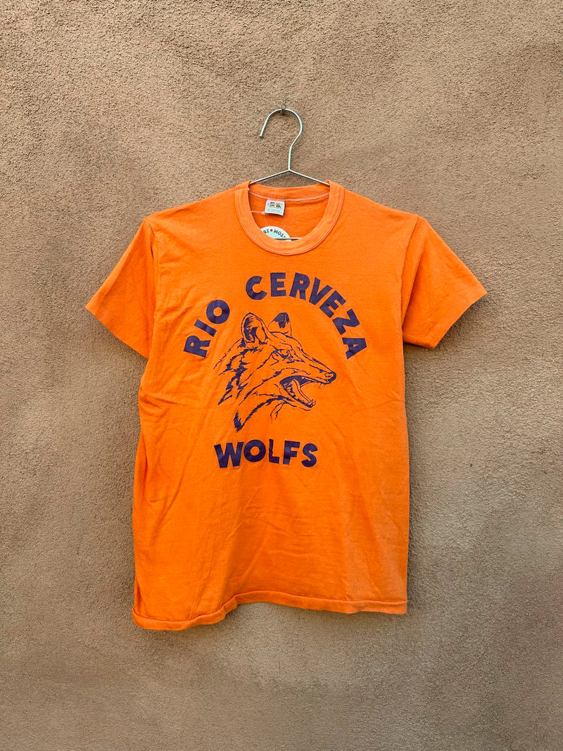 1970's Rio Cerveza Wolfs T-shirt, Russell Athletic Gold