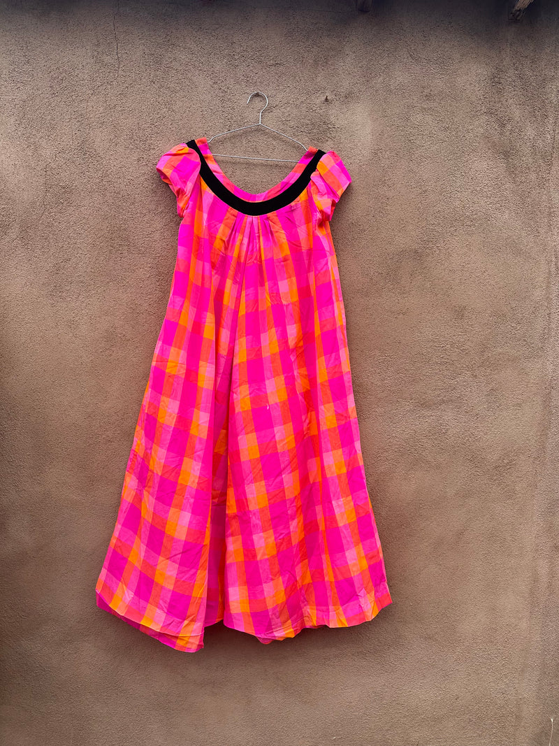 Andrade 1960's Pink Plaid Island Dress