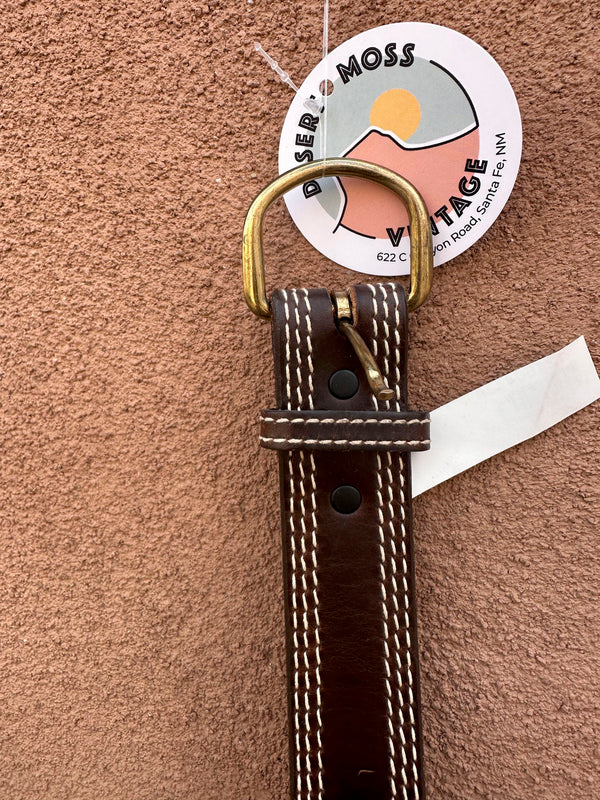 Brown Nocona Belt with Contrast Stitching, 30