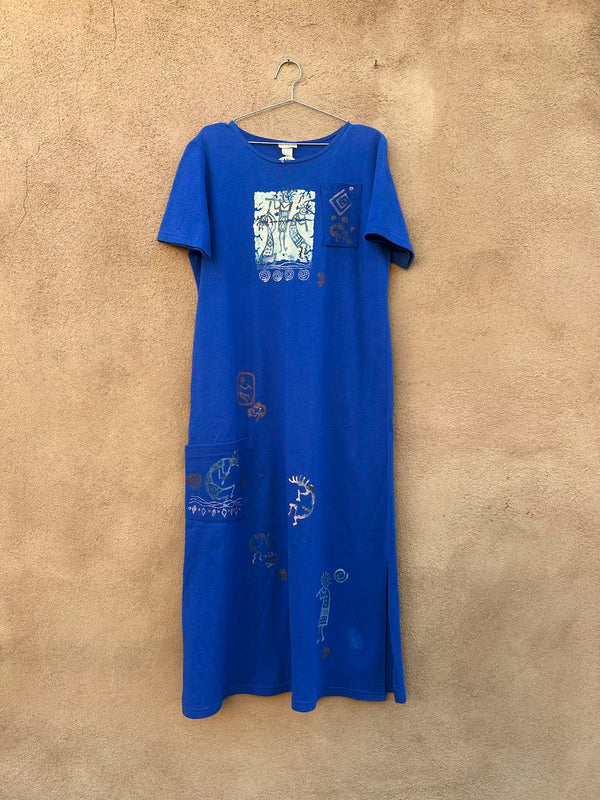 Blue Kokopelli Boho Dress