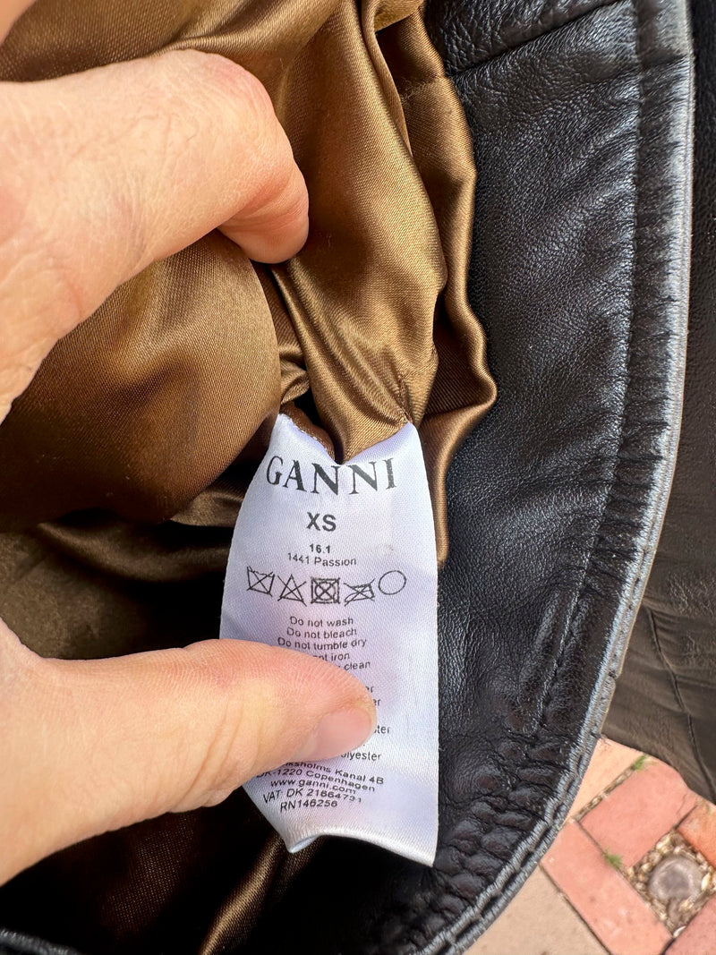 Ganni Lambs Leather Biker Jacket - xs