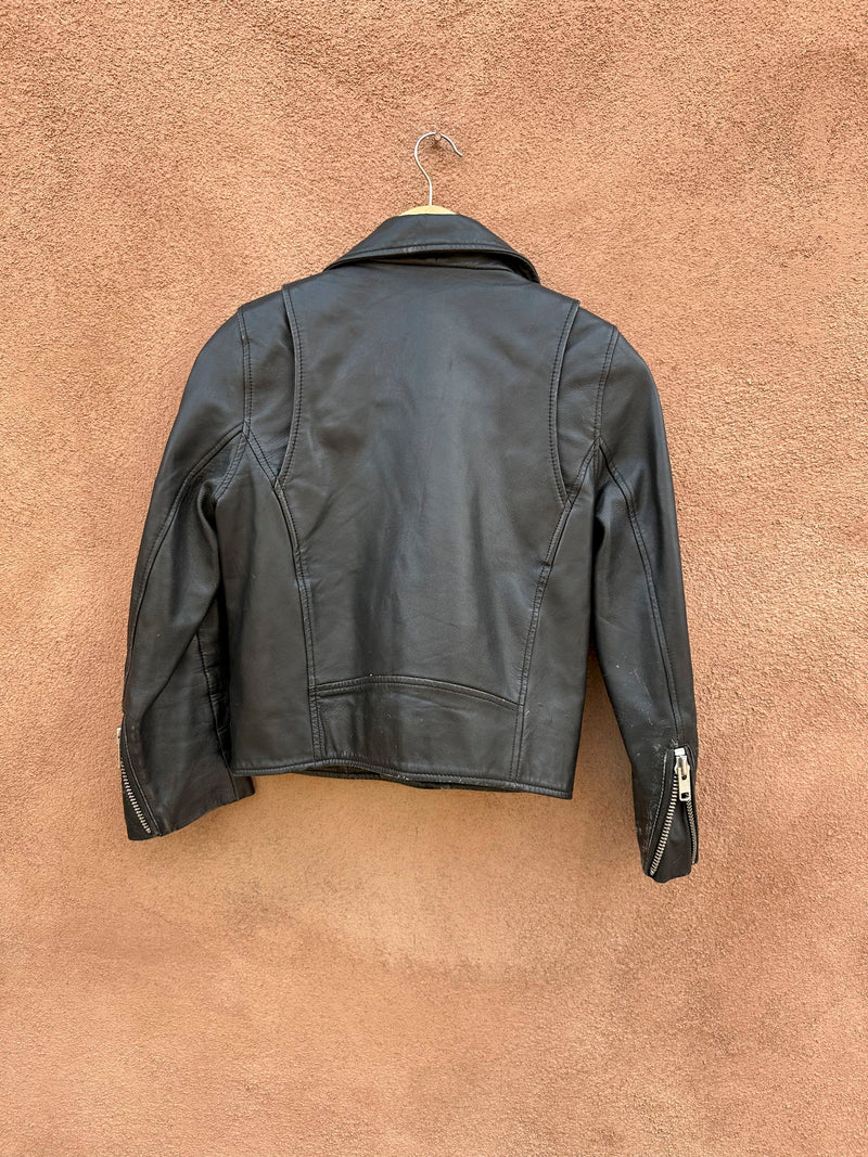 Ganni Lambs Leather Biker Jacket - xs