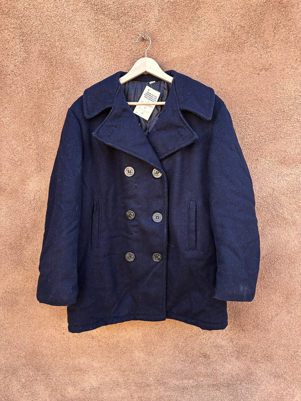 Navy Double Breasted Pea Coat - Size 38