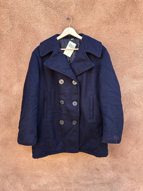 Navy Double Breasted Pea Coat - Size 38