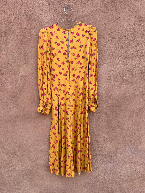 Reformation Mustard Dress with Roses