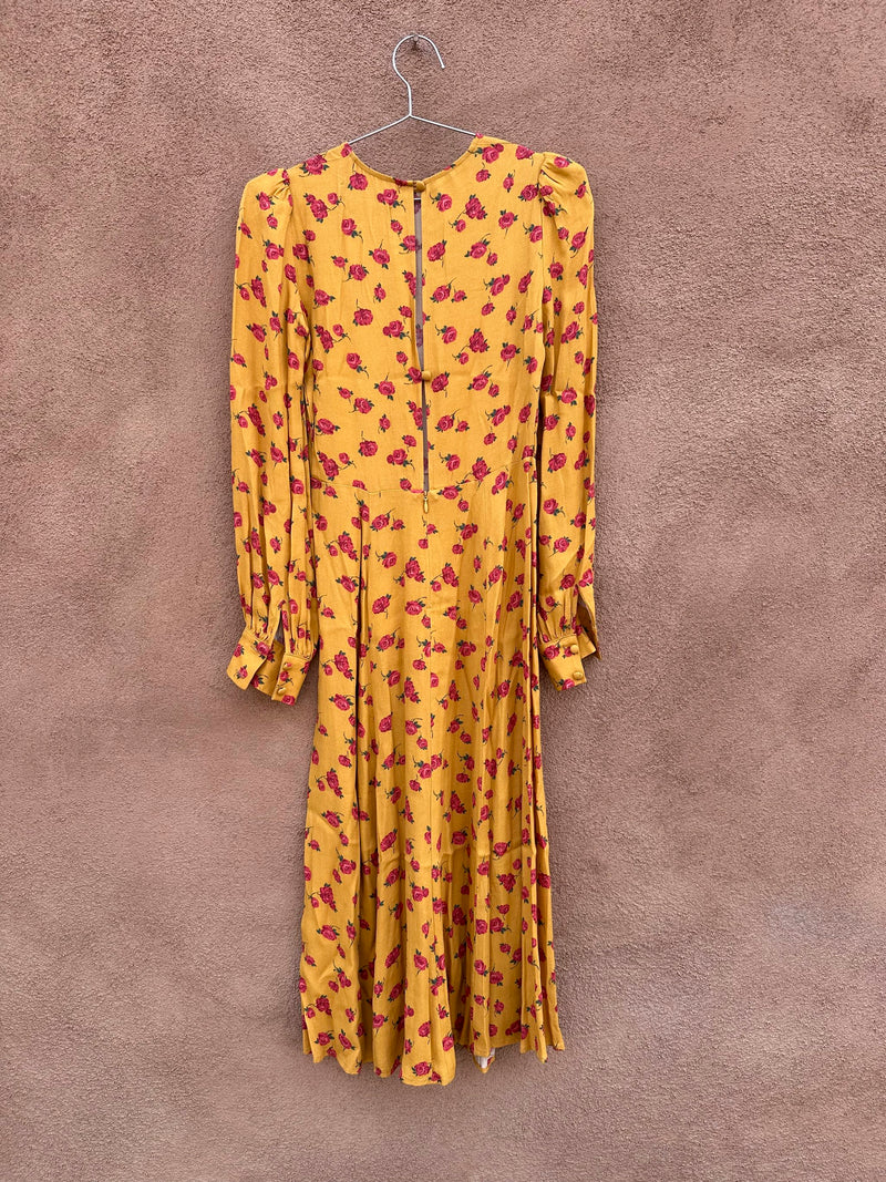 Reformation Mustard Dress with Roses