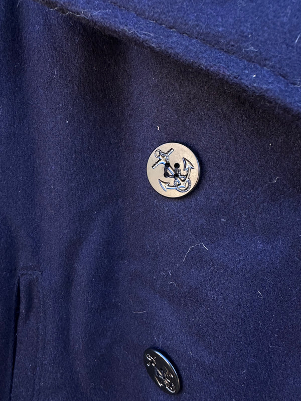 Navy Double Breasted Pea Coat - Size 38