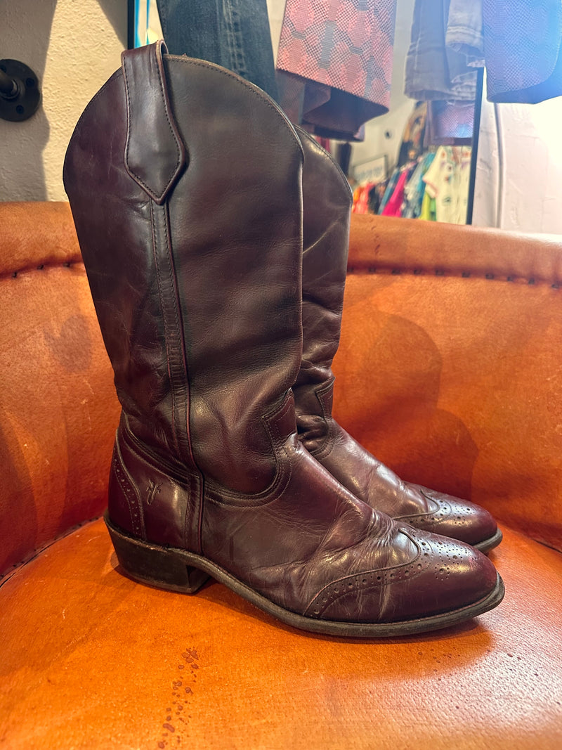 Rare 80's Frye Cordovan Wingtip Boots  - 10.5D