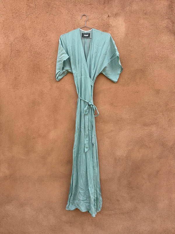 Seafoam Sheer Viscose Reformation Wrap Dress, xs