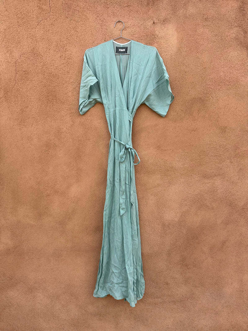 Seafoam Sheer Viscose Reformation Wrap Dress, xs