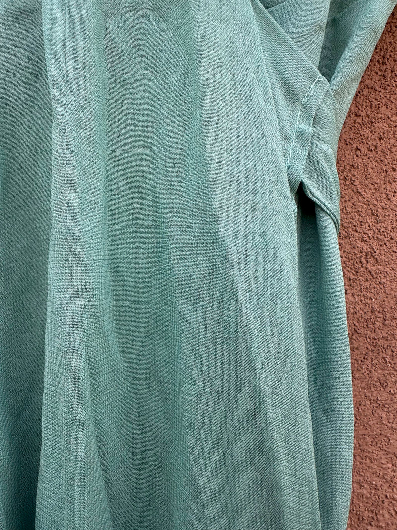 Seafoam Sheer Viscose Reformation Wrap Dress, xs