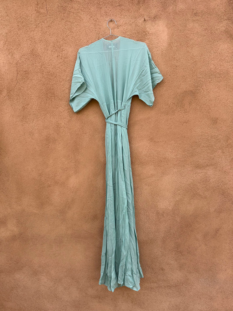 Seafoam Sheer Viscose Reformation Wrap Dress, xs