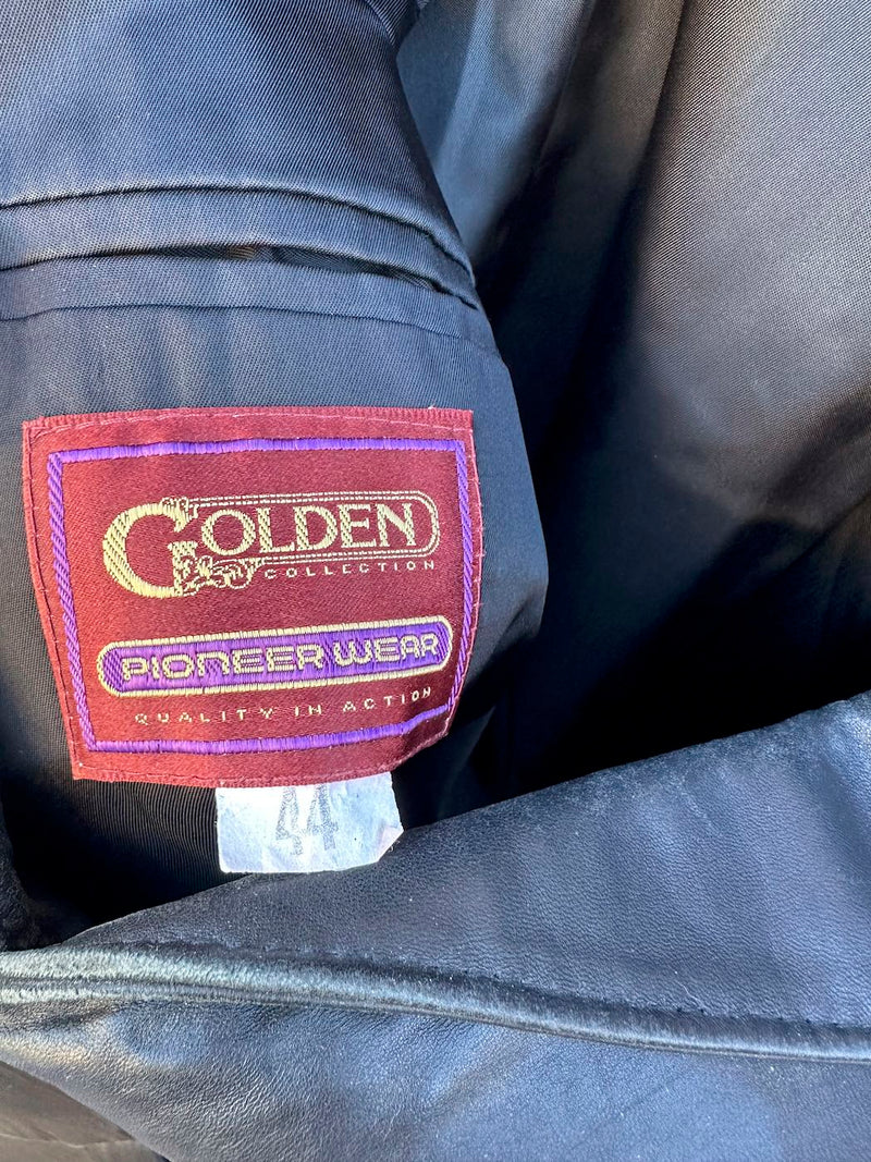 Black Leather Western Cut Pioneer Wear Blazer, 44 - as is