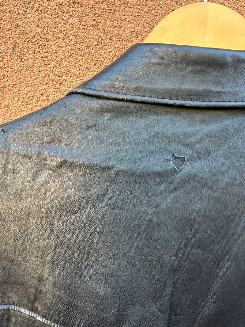 Black Leather Western Cut Pioneer Wear Blazer, 44 - as is