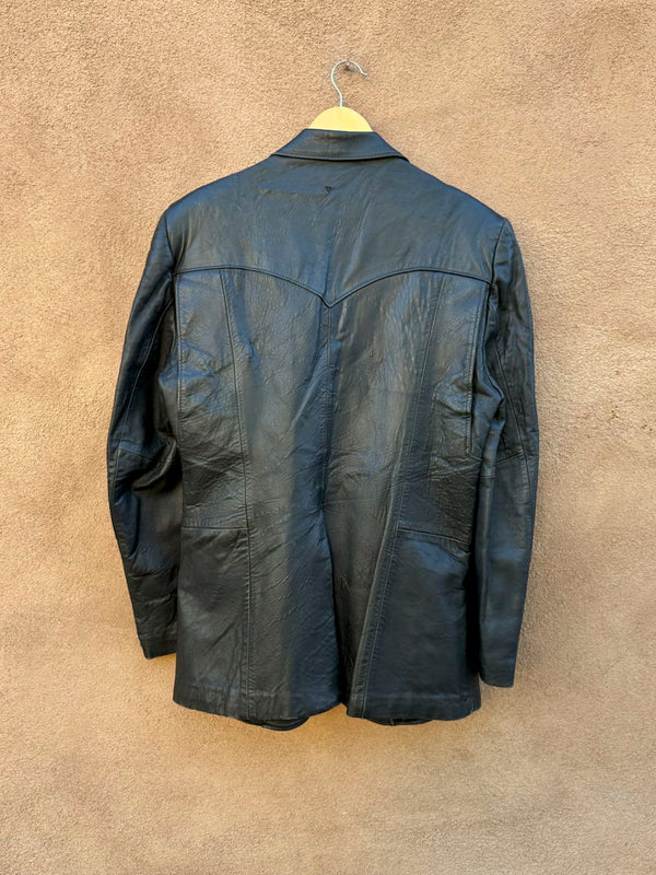 Black Leather Western Cut Pioneer Wear Blazer, 44 - as is