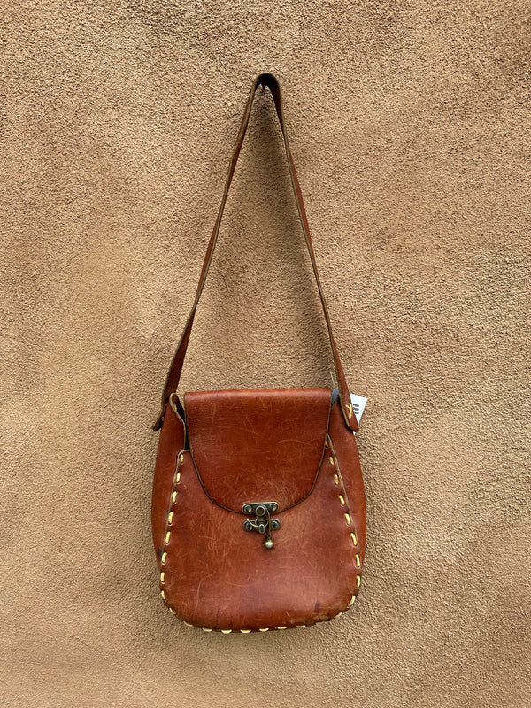 Leather Saddle Bag Purse with Heavy Leather Stitch