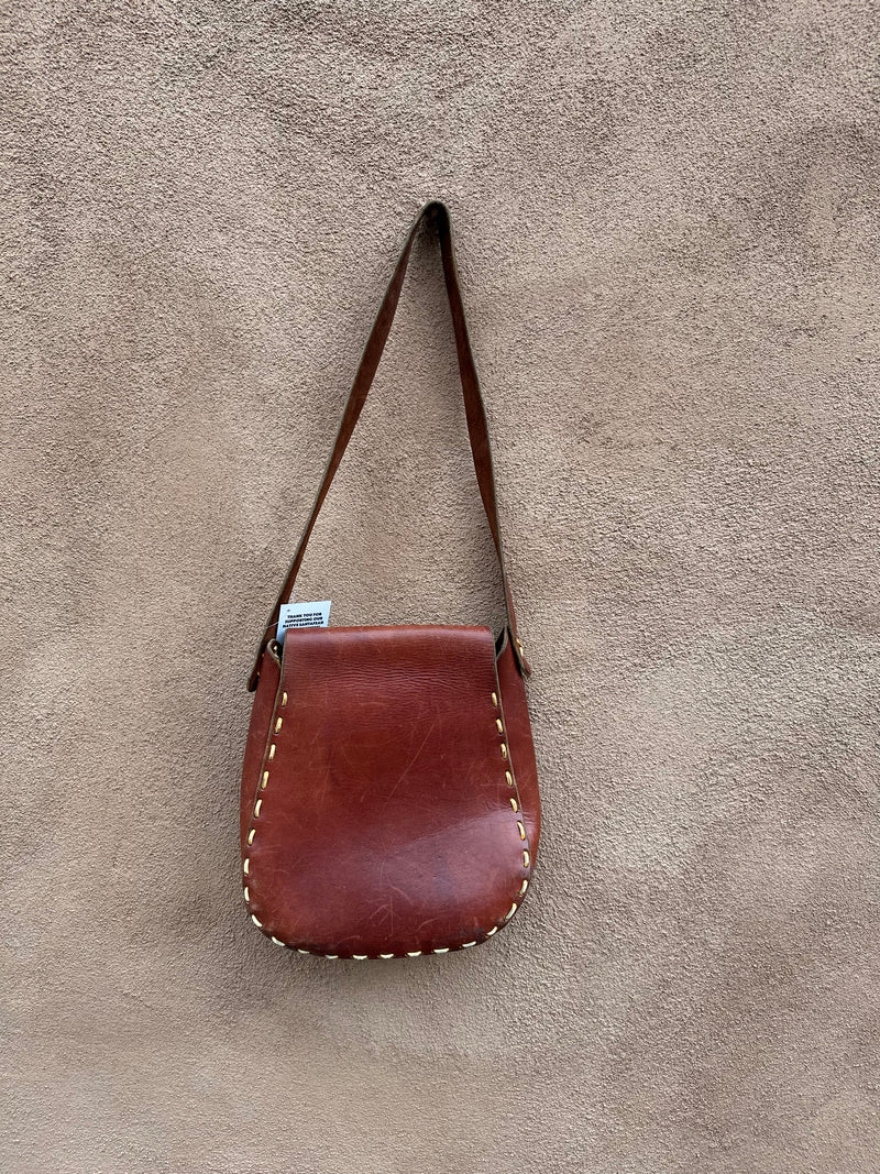 Leather Saddle Bag Purse with Heavy Leather Stitch