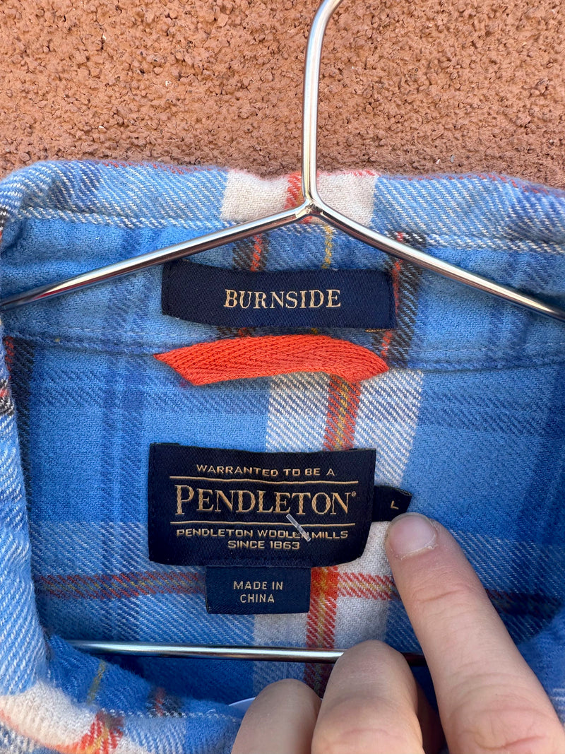Blue and Orange Pendleton Flannel Shirt