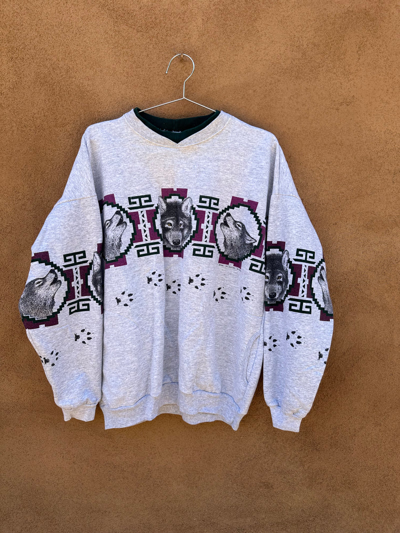 Southwest Wolf Sweatshirt with Pockets