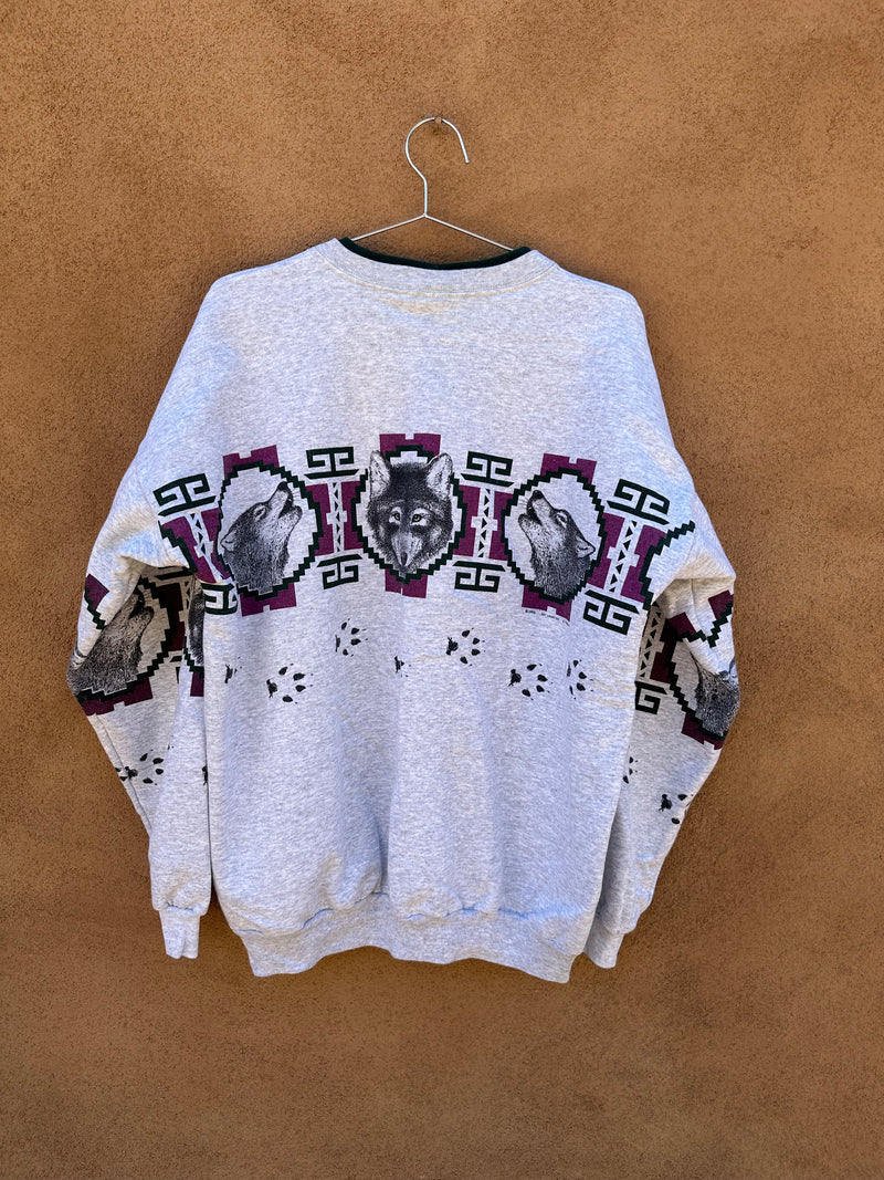 Southwest Wolf Sweatshirt with Pockets