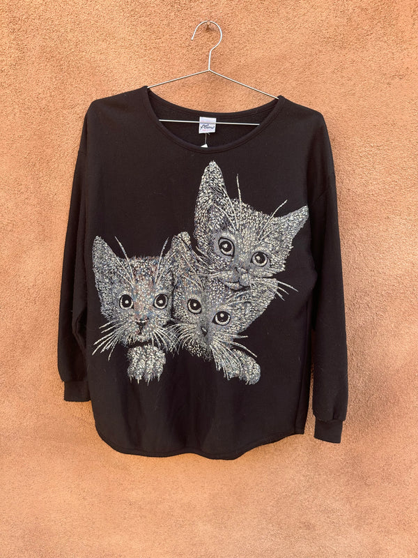 Sparkly Silver Kitten Sweatshirt - as is