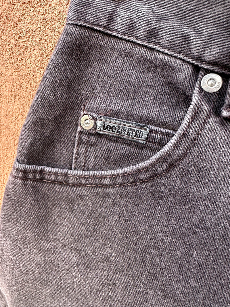 90's Lee Riveted Black Jeans, w: 24