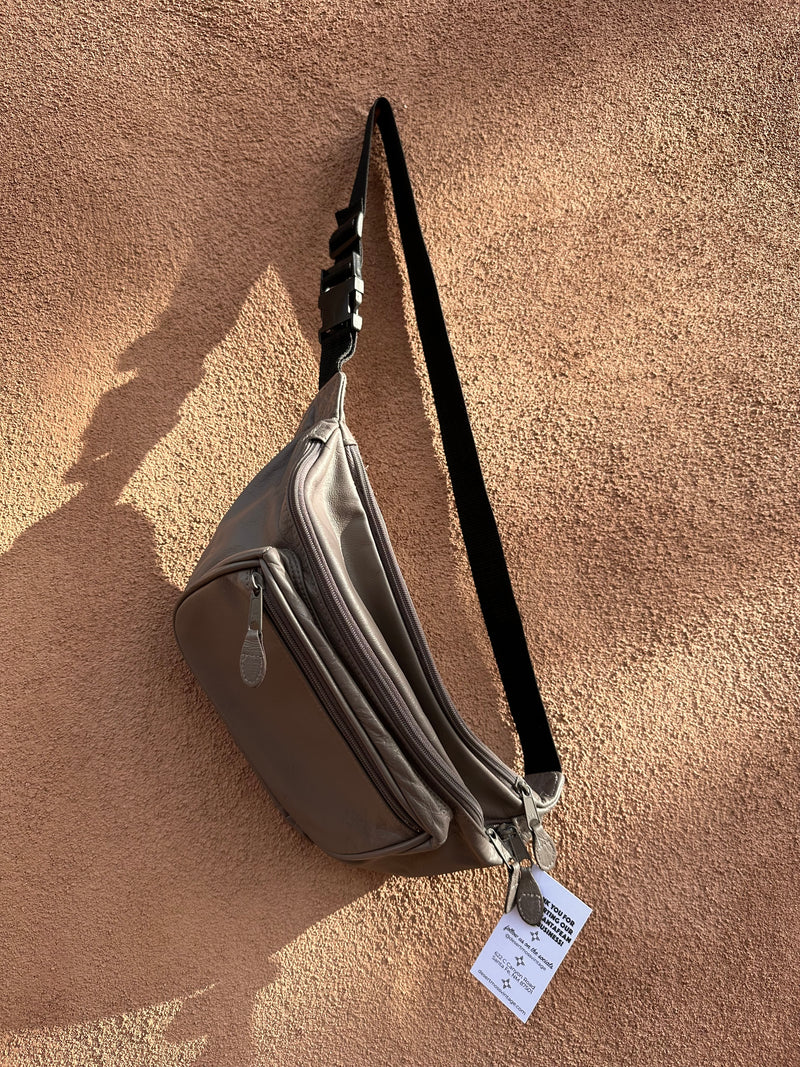 Taupe Leather Fanny Pack