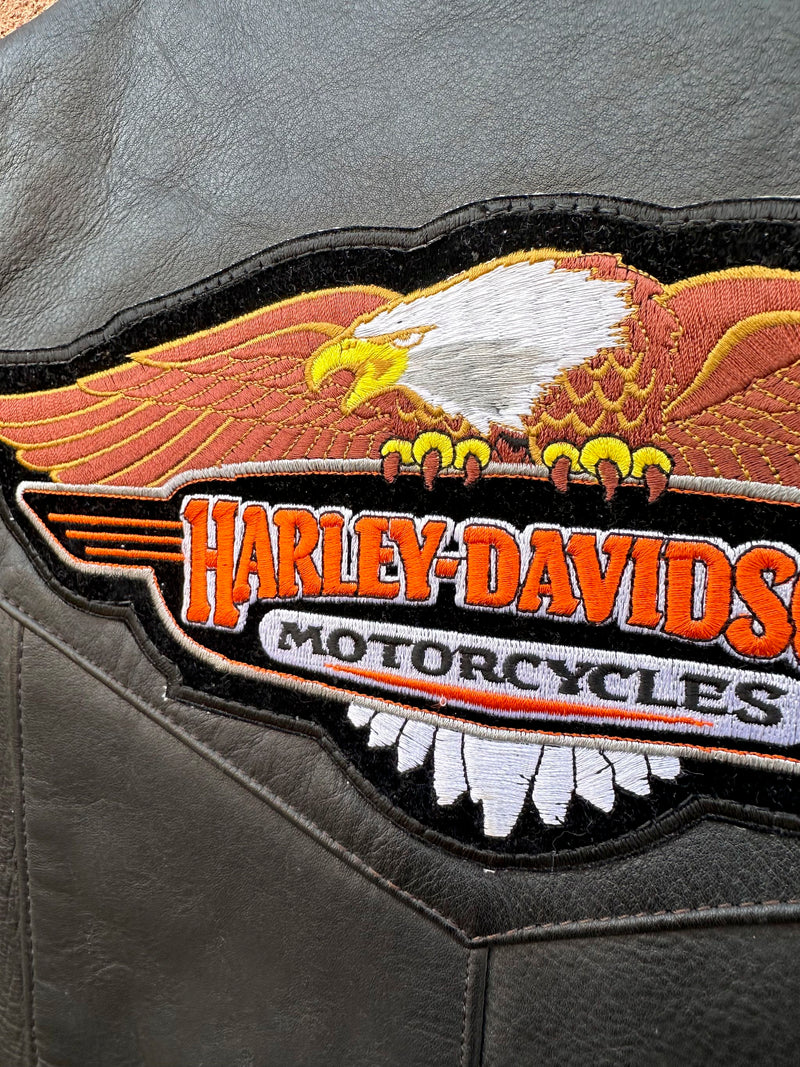 Leather Headquarters Harley Patch Leather Vest with Buffalo Nickel Buttons