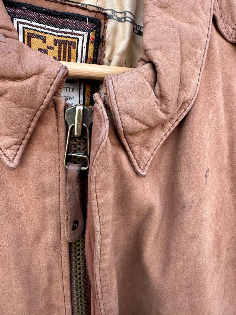 GIII Brown Leather Bomber Jacket - as is