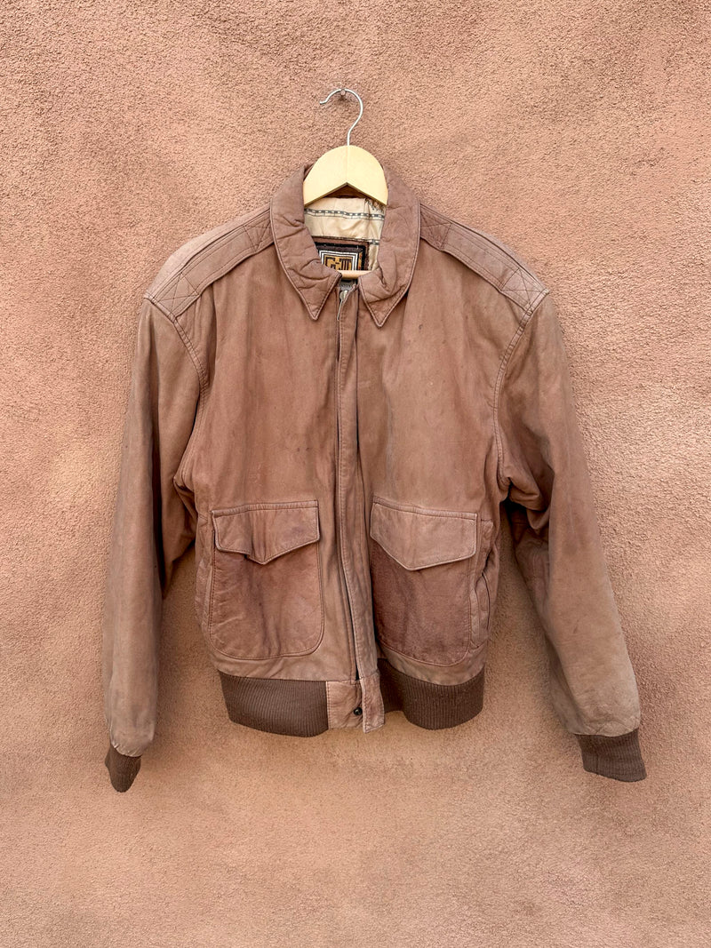 GIII Brown Leather Bomber Jacket - as is