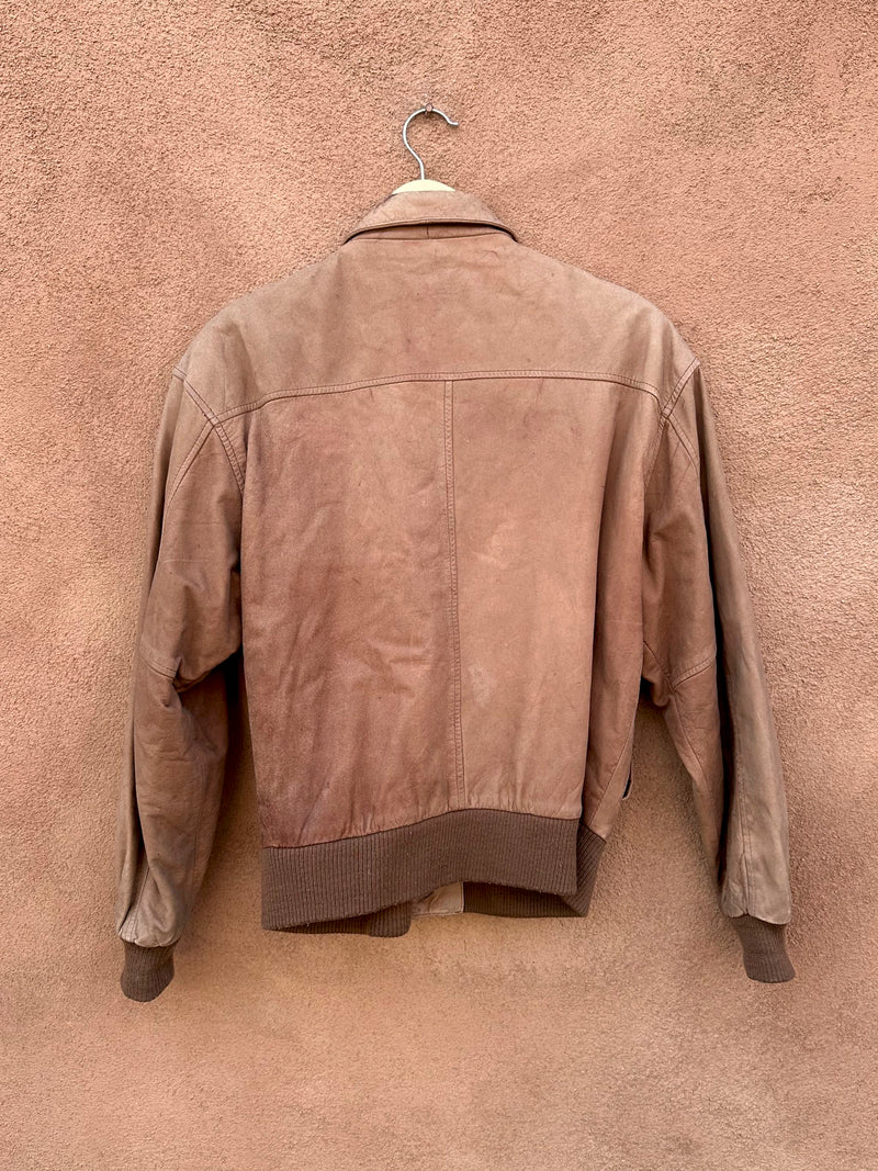 GIII Brown Leather Bomber Jacket - as is